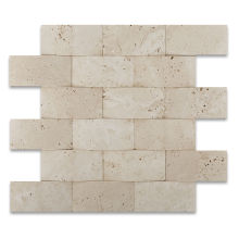 2 X 4 Ivory Travertine CNC Arched 3-D Brick Mosaic Tile